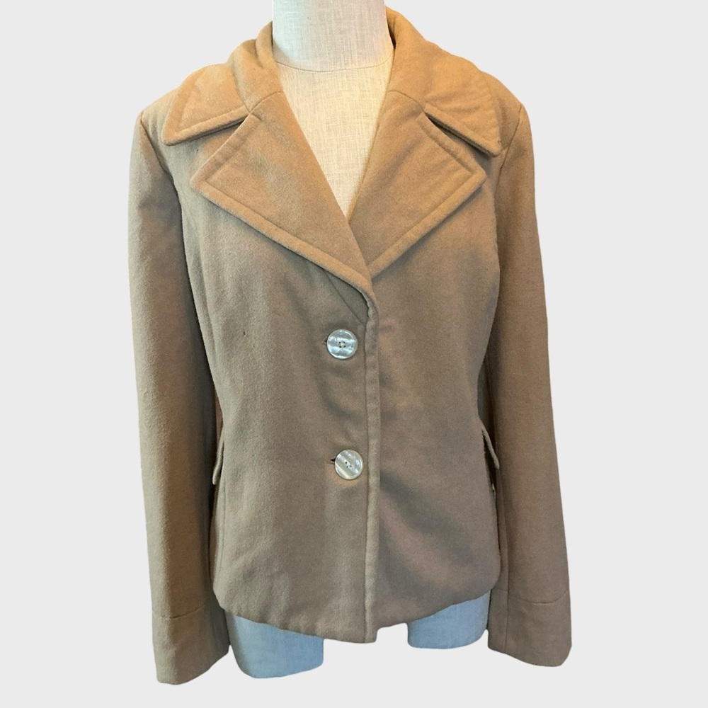INC International Concepts Wool Blend Blazer Tan Jacket Women’s Large Vintage